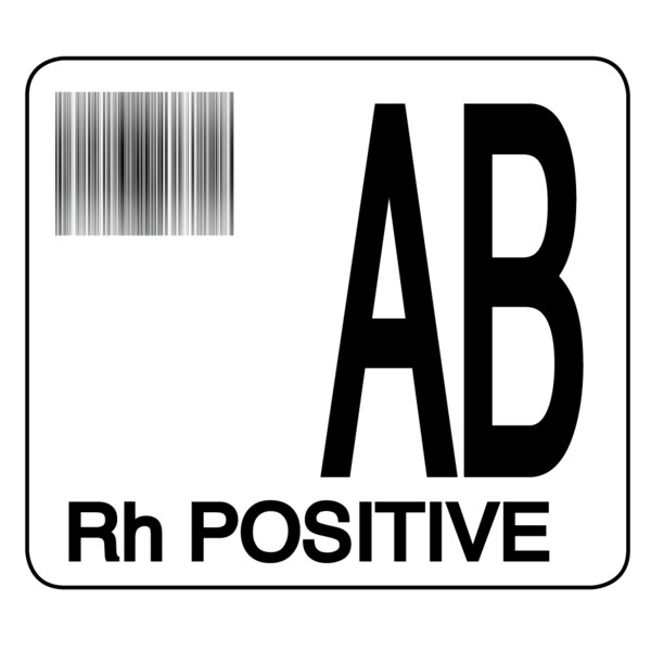 Label, AB Rh Positive 1-1/2" x 1-7/10" White w/Black